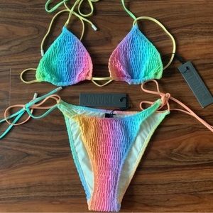 In search on rainbow traingl bikini